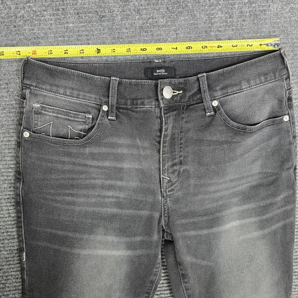 True Religion Rocco Jeans Mens 32x32 Black Gray Relaxed Skinny Horseshoe Stretch